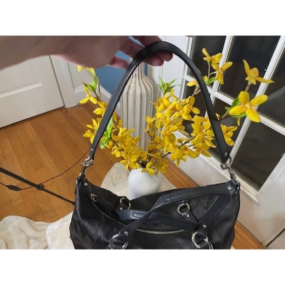 Authentic Coach Leather Trim Black Campbell signature satchel. - Picture 2 of 10